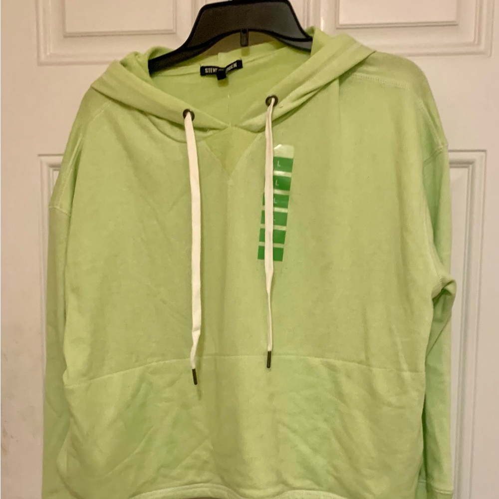 Women’s Steve, madden, crop pullover sweatshirt, hoodie, soft, cozy,mint, green